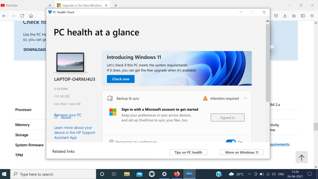 PC health check app for windows 11